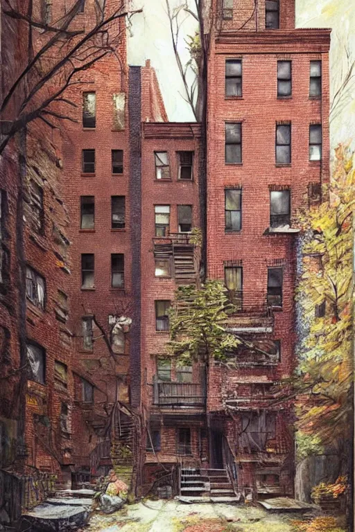 Prompt: (((((a ramshackle manhattan brick brownstone deep in the forest))))) by Gilles Beloeil!!!!!!!!!!!!!!!!!!!!!!!!!!!