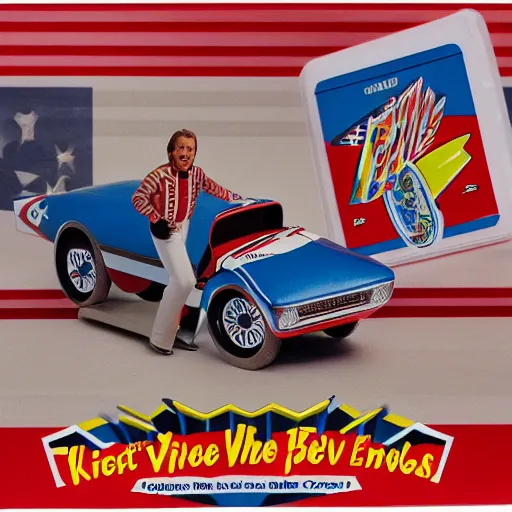 Image similar to evel knievel hotwheels play set, matchbox cars, by mattel, for kids, j. c. penny wish book 1 9 8 2