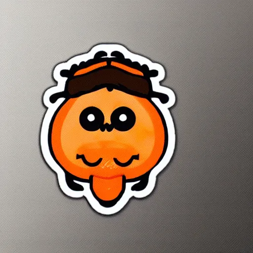 Image similar to sticker of a cute orange squid with a moustache