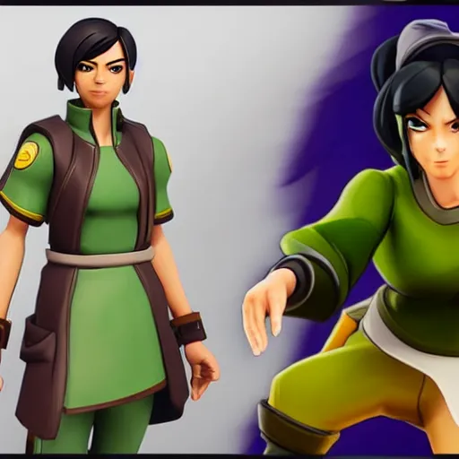 Image similar to toph beifong in fortnite, character render, full body shot, highly detailed, in game render