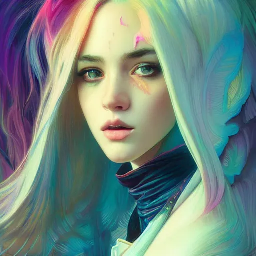 Image similar to young woman, gorgeous face, vaporwave aesthetic, synthwave, colorful, psychedelic, broken, shattered, beaten, sadness, crying, tears, artstation, concept art, smooth, extremely sharp detail, finely tuned detail, 8 k, unreal engine 5, ultra sharp focus, illustration, art by artgerm and greg rutkowski and alphonse mucha