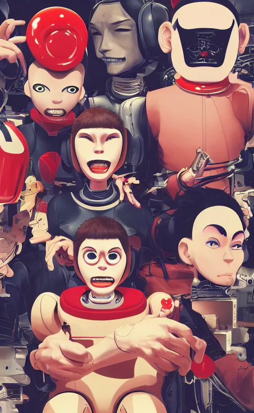 Image similar to portrait of a crash test dummy, digital painting masterpiece, advanced lighting technology, stylized yet realistic anatomy and faces, gorgeous, by reiq and jamie hewlett and bengus and akiman and shigenori soejima and bastien vives and balak and michael sanlaville, 4 k wallpaper, cinematic