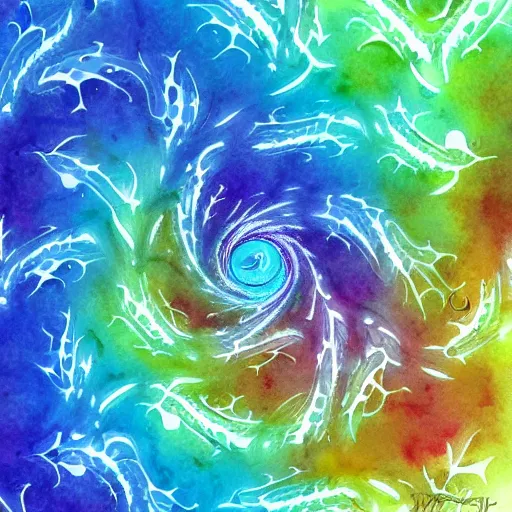 Image similar to Fractal Artwork in the style of Missy Gainer, deviantart, created in watercolor