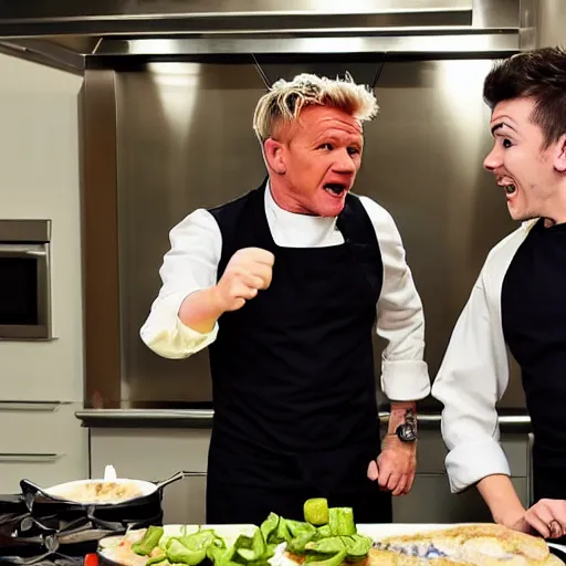 Prompt: Gordon Ramsay impressed at how excellent Jacksepticeye’s cooking is