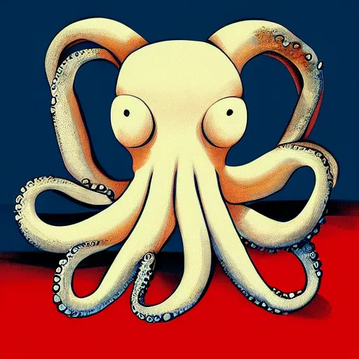 Image similar to octopus logo painting by tim biskup, matte background, digital painting, minimal, trending on artstation