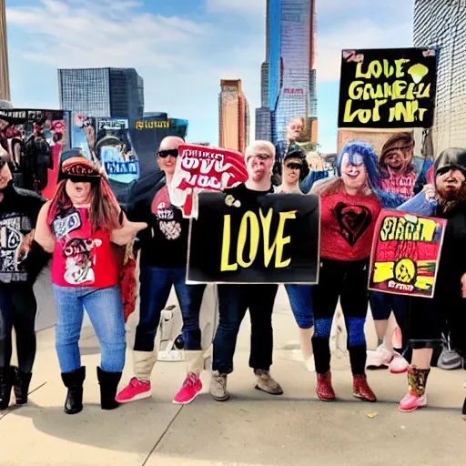 Image similar to a sign that says comicsgate is a love group