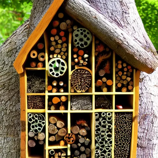 Image similar to insect hotel designed by Frank Lloyd Wright