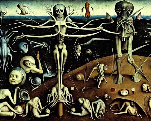 Image similar to realistic detailed photo of the miracle of life by H.R.Giger, hieronymus bosch H 768