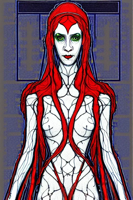 Image similar to digital art, centered full body of elven bride ,intricate, veins, by piet mondrian, de Stijl art, ultradetailed, charachter design, concept art, trending on artstation,