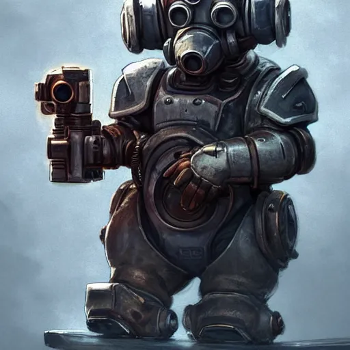 Prompt: cute little anthropomorphic Guinea Pig using Power Armour from Fallout 4, ultra wide lens shot , tiny, small, short, cute and adorable, pretty, beautiful, DnD character art portrait, matte fantasy painting, DeviantArt Artstation, by Jason Felix by Steve Argyle by Tyler Jacobson by Peter Mohrbacher, cinematic lighting