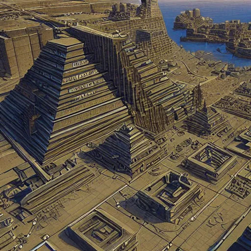 Image similar to a city with an egiptian pyramid futuristic super detailed photorealistic