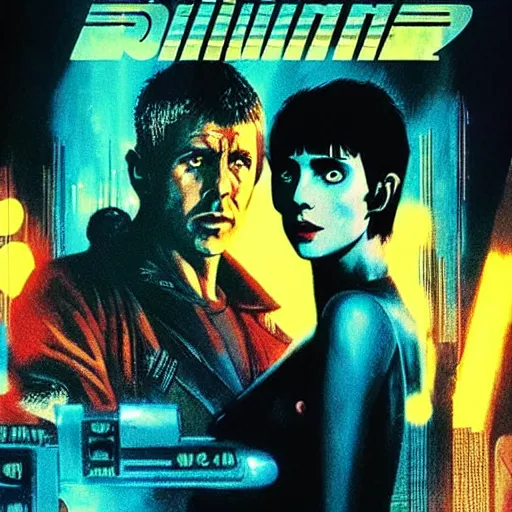 Image similar to “Blade Runner poster with Bored Ape NFTs on the cover instead of people”