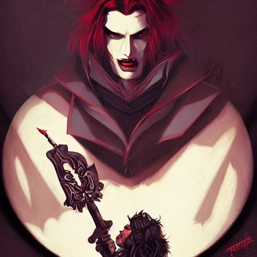 Image similar to portrait of Alucard Vampire Hunter Jean-auguste dominique ingres peter mohrbacher dave dorman castlevania sotn artwork tombow