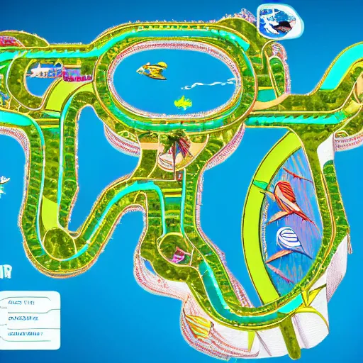 Image similar to Atlantis underwater kingdom world top down fzero wave racer 64 racetrack layout.