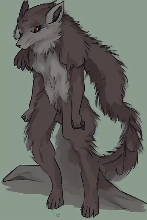 Image similar to a cute medieval anthropomorphic wolf with a fluffy tail, comic art, trending on furaffinity, cartoon, kawaii, backlighting, furry art!!!, cool shading, concept art