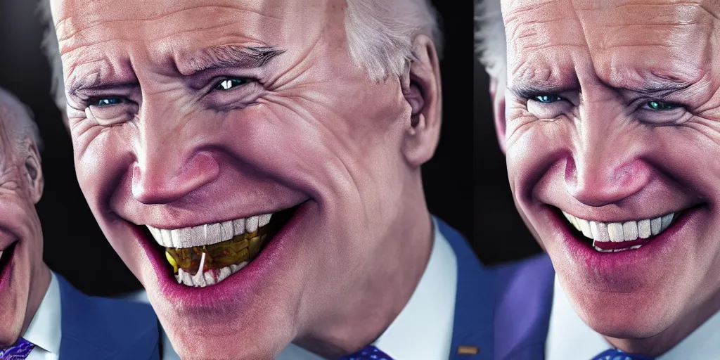 Prompt: Joe Biden as a the Joker. Creepy smile. Concept Art. 8k Resolution High Quality
