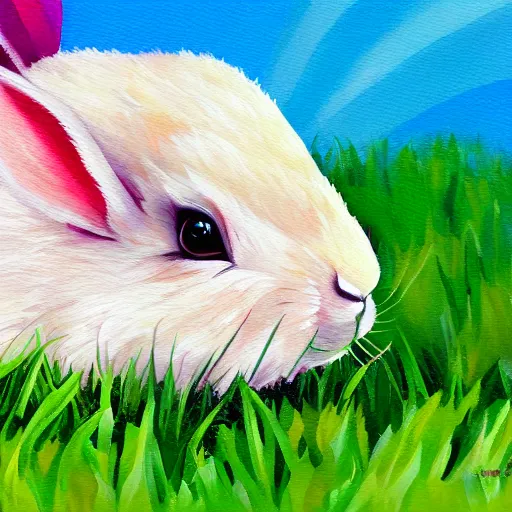 Image similar to a rabbit painting easter eggs