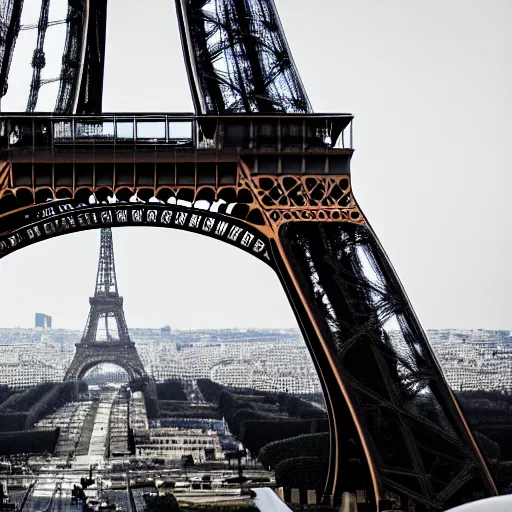 Prompt: photo of blue dragon at the Eiffel Tower, 50mm, beautiful photo