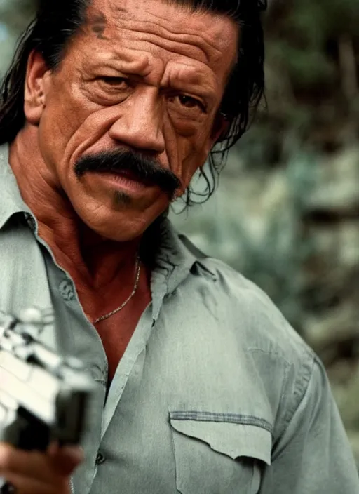 Image similar to film still of Danny Trejo as Martin Riggs in Lethal Weapon, 4k