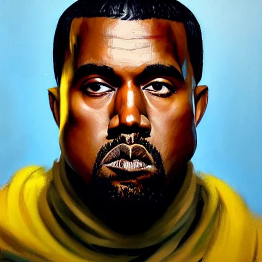 Image similar to Greg Manchess portrait painting of kanye west as fuedal lord as Overwatch character, wacky, medium shot, asymmetrical, profile picture, Organic Painting, sunny day, Matte Painting, bold shapes, hard edges, street art, trending on artstation, by Huang Guangjian and Gil Elvgren and Sachin Teng