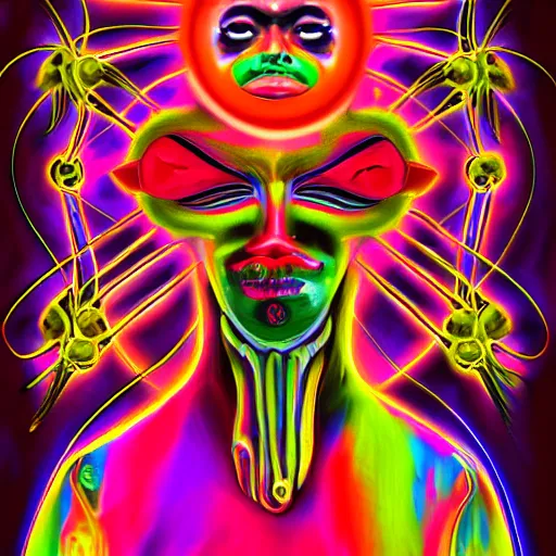 Image similar to 👽 🤖 psychedelic style, surreal, digital painting