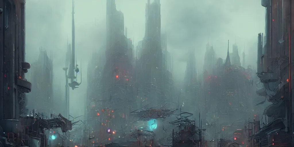 Prompt: a detailed illustration of 1984 city with cinders and acid rain in a gloomy sky, artstation, by Peter Mohrbacher, Art Nouveau, sophisticated, depth of field,Unreal engine, dystopia, anti-utopia, post processing, nostalgic melancholic artwork, intricate