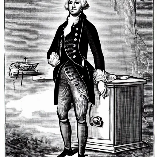 Image similar to George Washington as a washing machine