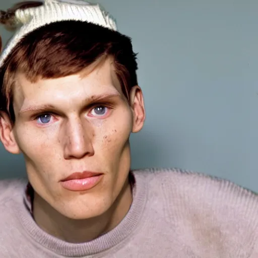 Image similar to A photograph of Jerma985 with short hair who looks like Jerma985 wearing a sweater in the 2010s, Jerma985, looks like Jerma985, taken in the late 2010s, taken on a 2010s Camera, realistic, hyperrealistic, very realistic, highly detailed, very detailed, extremely detailed, detailed, digital art, trending on artstation, headshot and bodyshot, detailed face, very detailed face, very detailed face