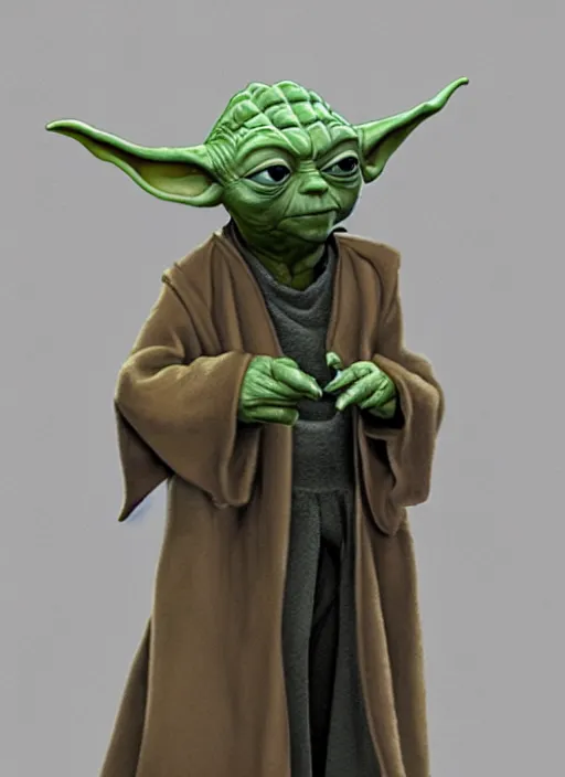 Image similar to full length photo of Yoda in a tanktop in the style of stefan kostic, full slim body, screaming. not realistic, sharp focus, 8k high definition, insanely detailed, intricate, elegant, art by stanley lau and artgerm