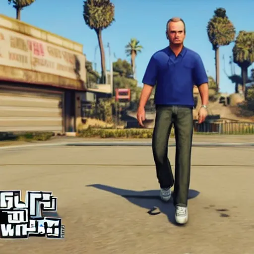 Image similar to bill murray as the protagonist of gta 5, screenshot