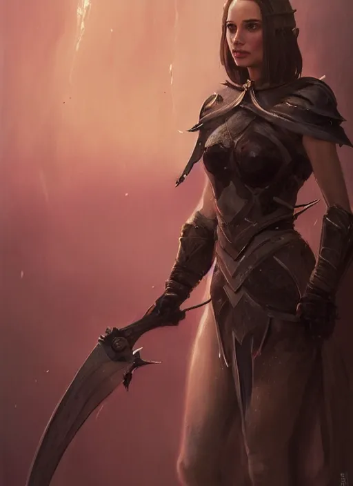 Image similar to young natalie portman, legendary warrior, warframe, lord of the rings, tattoos, decorative ornaments, battle armor, carl spitzweg, ismail inceoglu, vdragan bibin, hans thoma, greg rutkowski, alexandros pyromallis, cute, perfect face, detailed, sharply focused, centered, rule of thirds, photorealistic shading