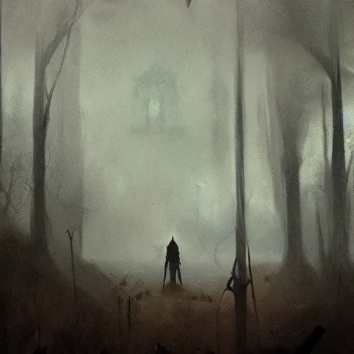 Prompt: devil, scary, magical area, foggy area, by greg rutkowski, sharp focus, man standing, hell