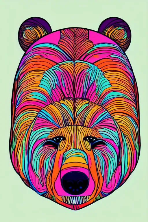 Image similar to minimalist boho style art of a colorful bear, illustration, vector art
