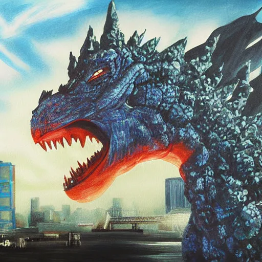 Image similar to godzilla heisei painting