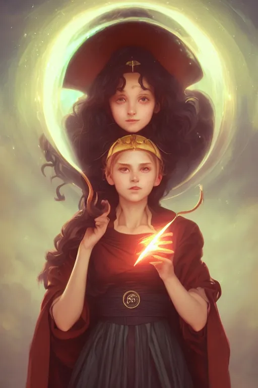 Prompt: a cute wizard girl conjuring a lightening ball, character art portrait, anime key visual, official media, illustrated by tom bagshaw, wlop, william bouguereau, extremely detailed, 8 k, trending on artstation, cinematic lighting, beautiful