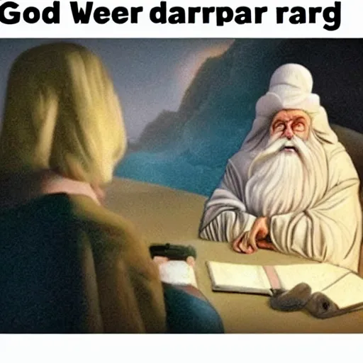 Image similar to god watching people argue