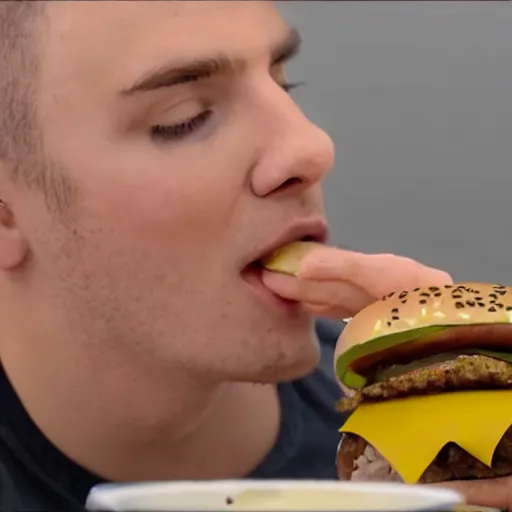 Image similar to paymoney wubby eating a burger, 4 k