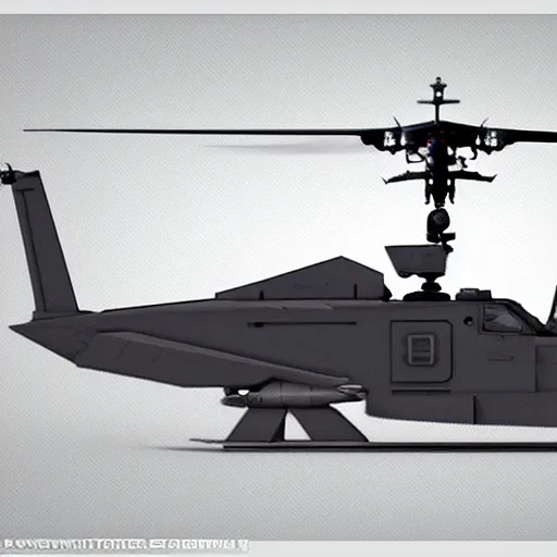 Image similar to futuristic military attack helicopter concept art