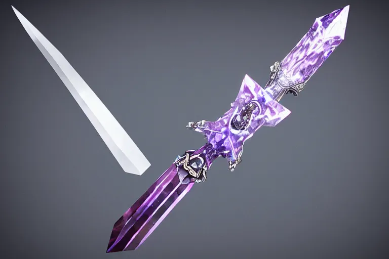 Image similar to A crystal dagger shimmers with an unnatural light, it had been enchanted by a skilled sorcerer, D&D fantasy setting, 4k