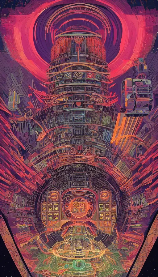 Image similar to The oracle of the mayan elders, italian futurism, Dan Mumford, Josan Gonzalez