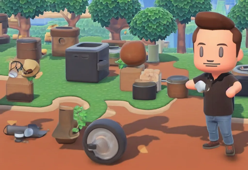 Image similar to elon musk in animal crossing, elon musk in the video game animal crossing, gameplay screenshot, close up, 3 d rendering. unreal engine. amazing likeness. very detailed.