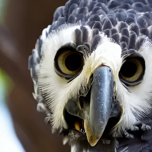 Prompt: close up of a harpy eagle