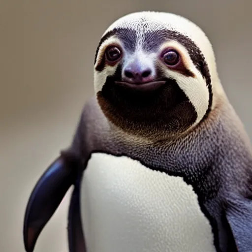 Image similar to a sloth penguin hybrid, a cross between a sloth and a penguin