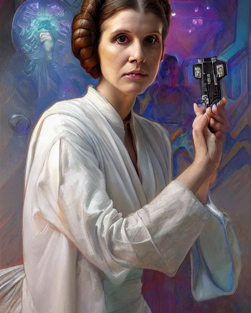 Image similar to portrait of a Princess Leia by Mandy Jurgens and Richard Schmid and chuck close and mucha