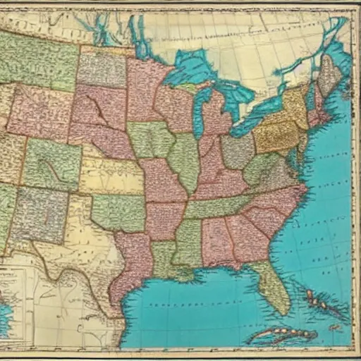 Prompt: the map of america in 1 8 3 6 make the lines right