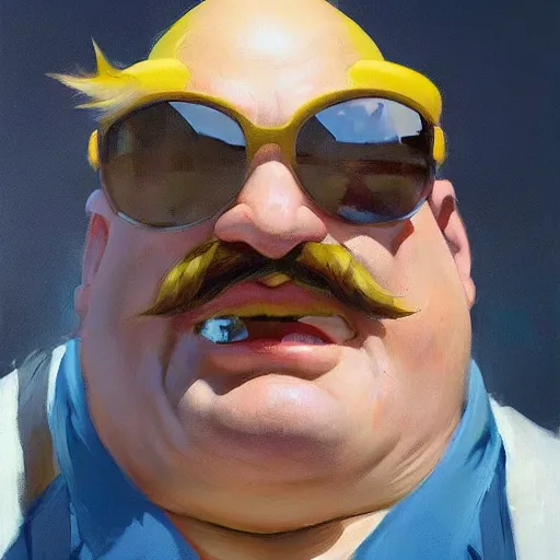 Image similar to greg manchess portrait painting of wario eggman, medium shot, asymmetrical, profile picture, organic painting, sunny day, matte painting, bold shapes, hard edges, street art, trending on artstation, by huang guangjian and gil elvgren and sachin teng