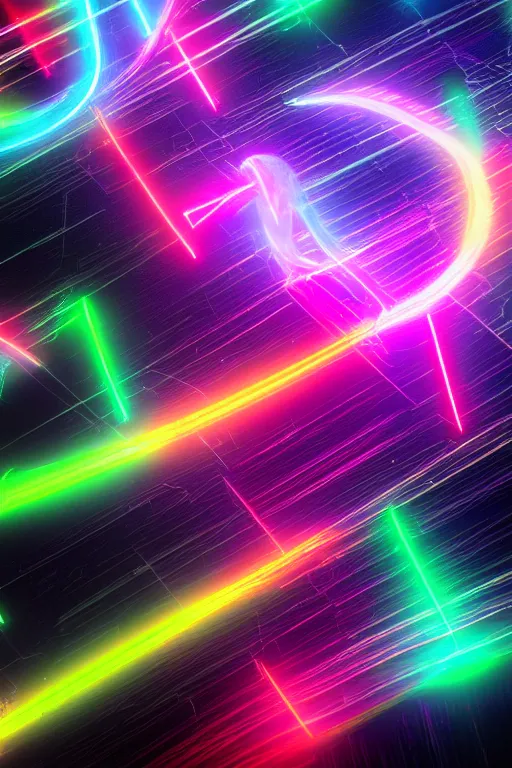 Prompt: very dark image of a neon - colored abstract intricate 3 d arc of light in a ultra black background, blender maya unreal engine, octane render vray,