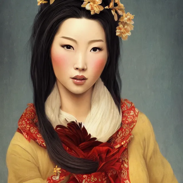 Image similar to beautiful women with oriental faces, character portrait, sharp, digital matte painting, by asher brown durand, trending on artstation