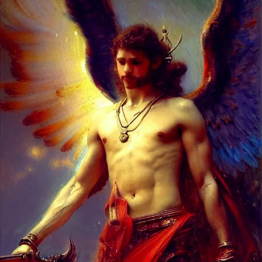 Prompt: saint michael the angel. highly detailed painting by gaston bussiere, greg rutkowski 8 k