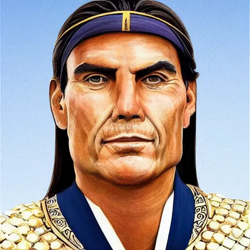 Prompt: roman portrait of jair bolsonaro with mongol attire, very realistic, hd